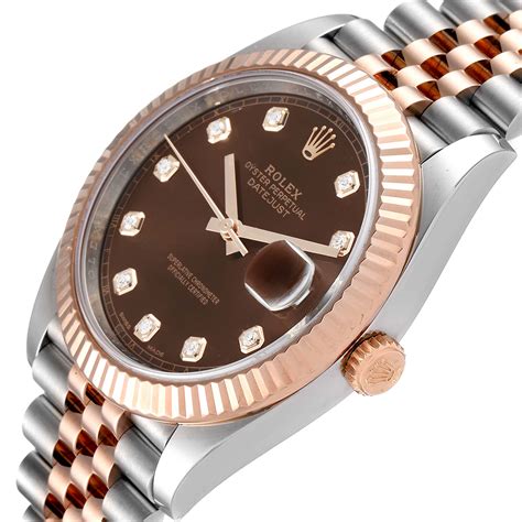 41mm rolex datejust steel everose everose dial diamonds